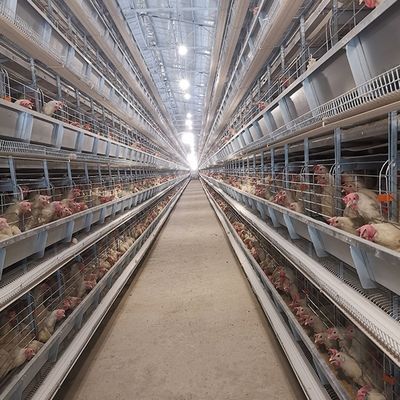Hot-Dip Galvanized Layer Chicken Cage with Automatic Feeding, Egg Collection, and Manure Removal System